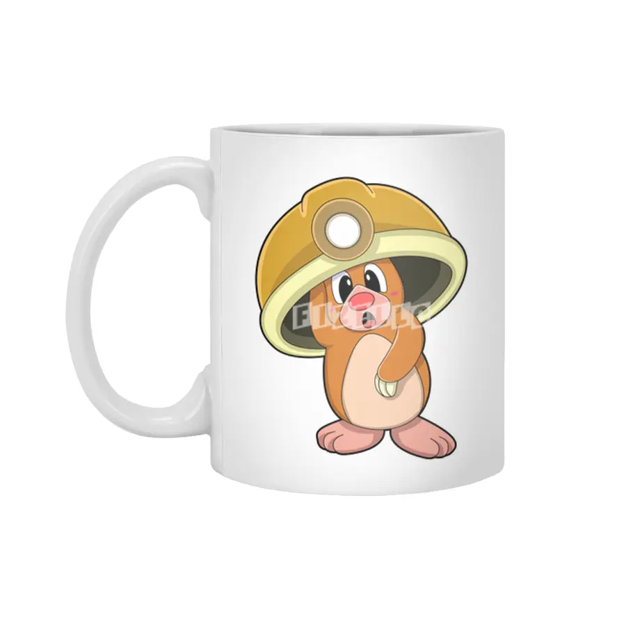 Mole as Miner with Helmet Beyaz Kupa