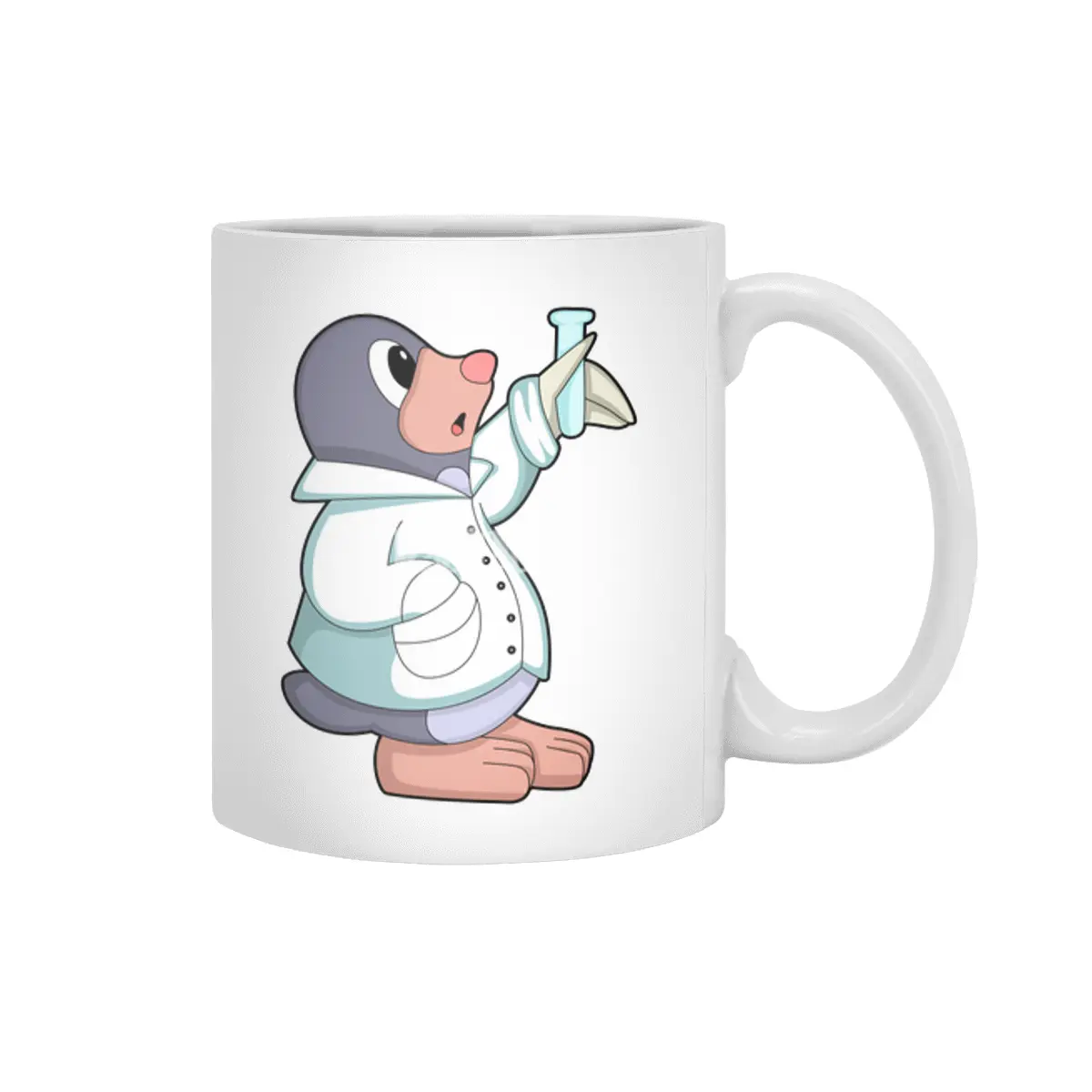 Mole as Scientist with Test tube Beyaz Kupa