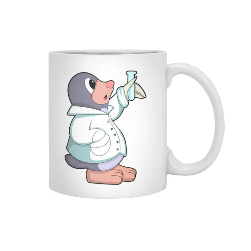 Mole as Scientist with Test tube Beyaz Kupa
