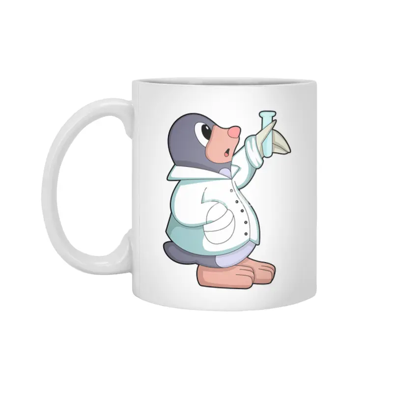 Mole as Scientist with Test tube Beyaz Kupa