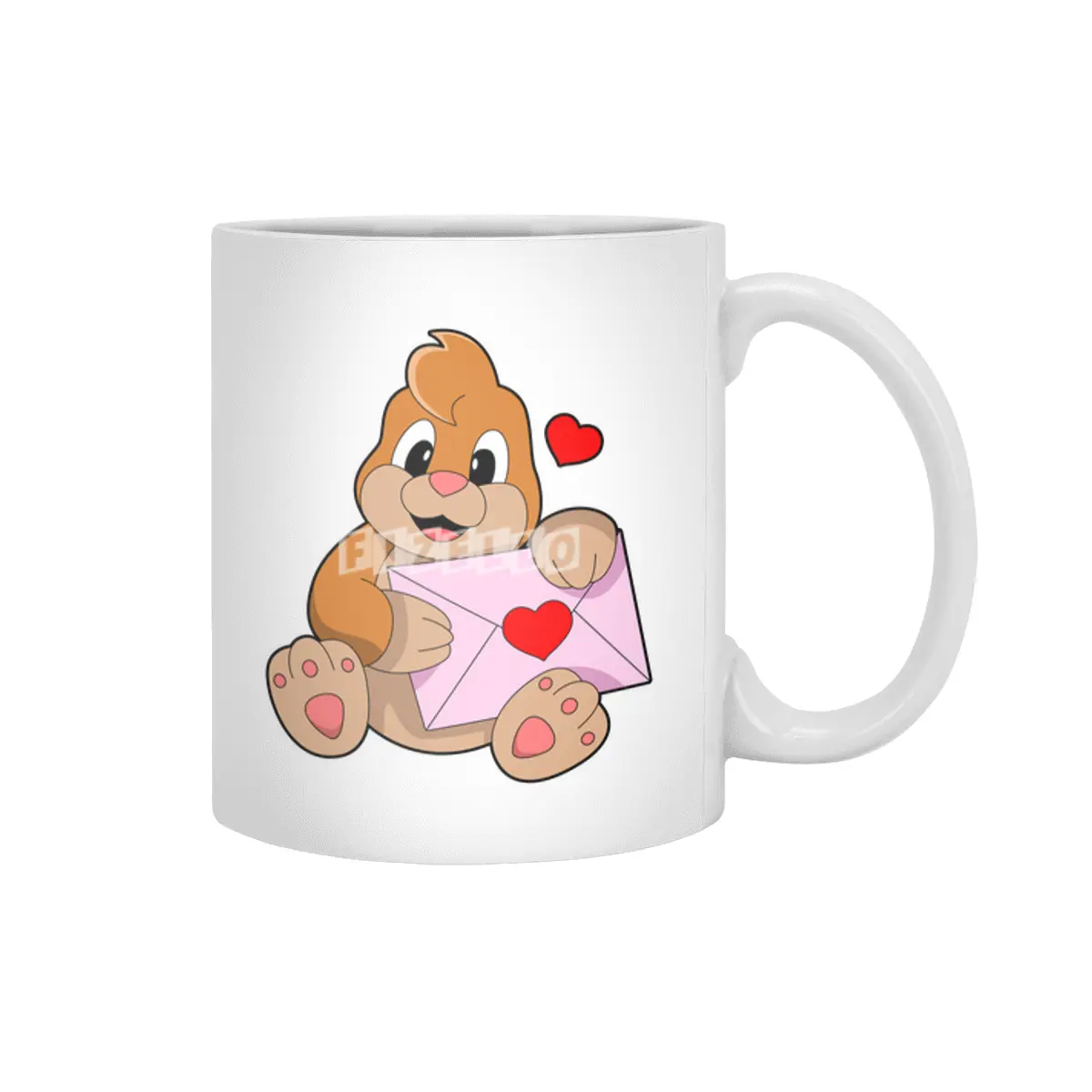 Mole with Heart Envelope Beyaz Kupa