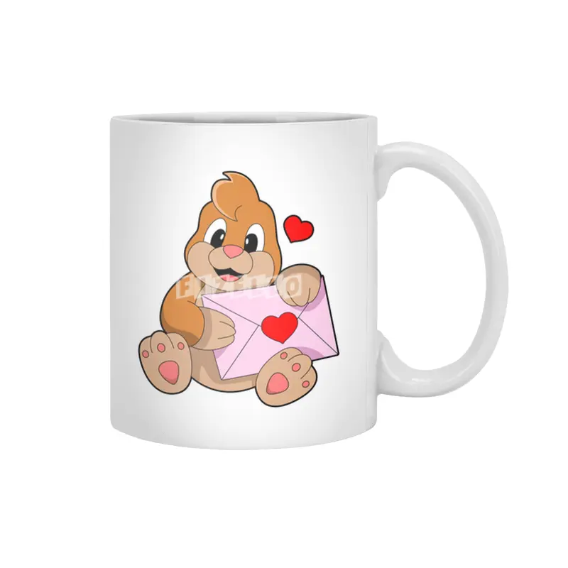 Mole with Heart Envelope Beyaz Kupa