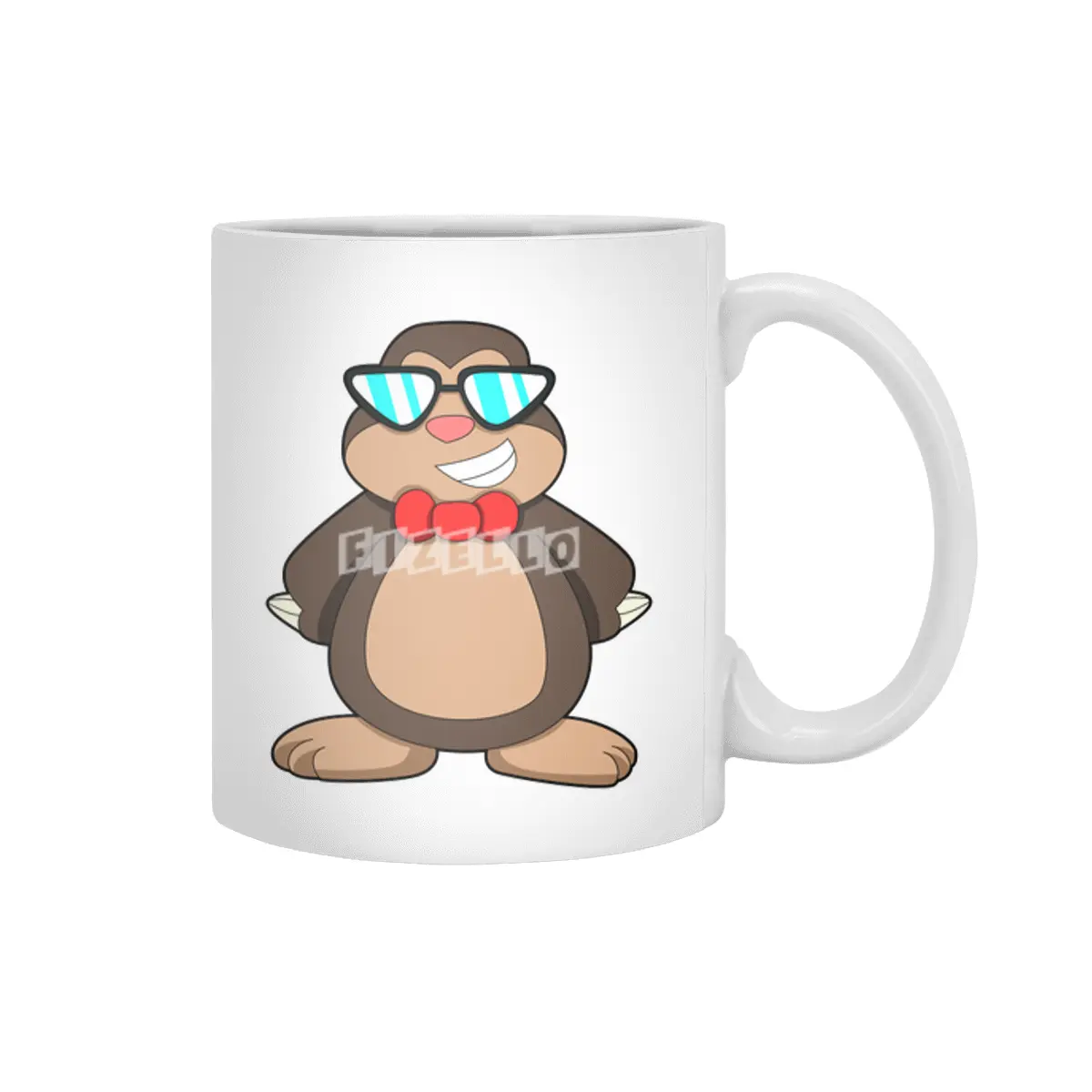 Mole with Tie & Sunglasses Beyaz Kupa