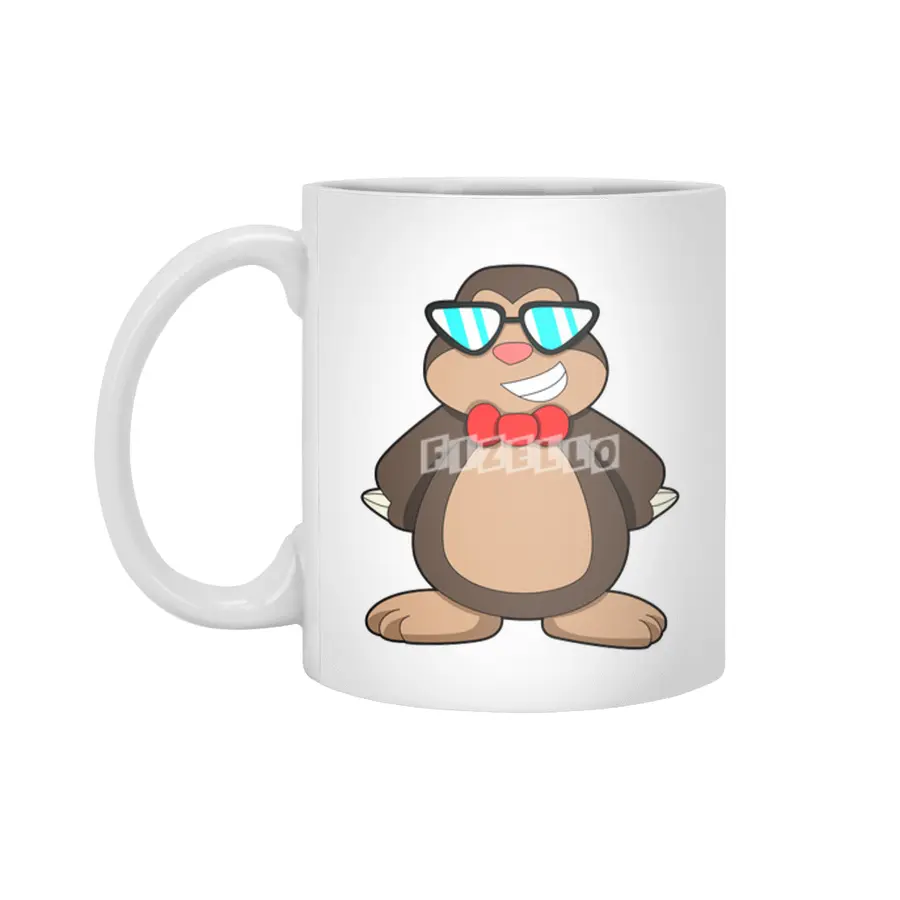 Mole with Tie & Sunglasses Beyaz Kupa