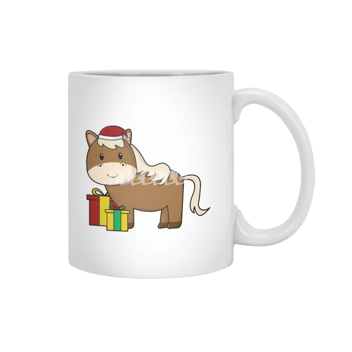Horse with Santa hat & Gifts Beyaz Kupa