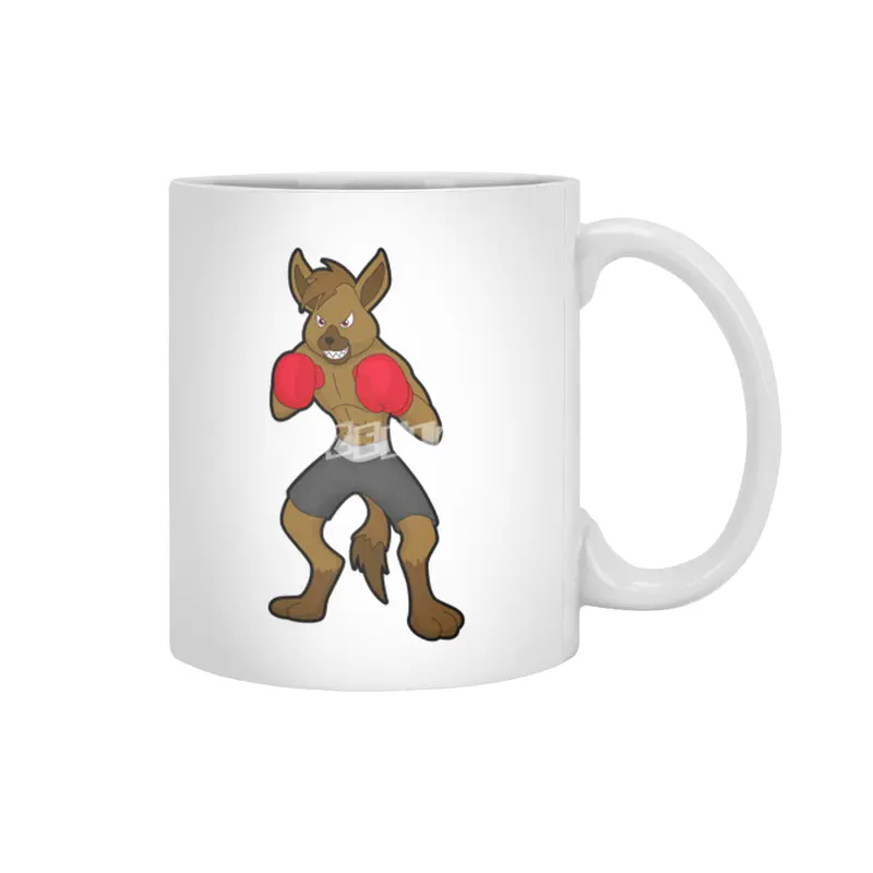 Hyena at Boxing with Boxing gloves Beyaz Kupa