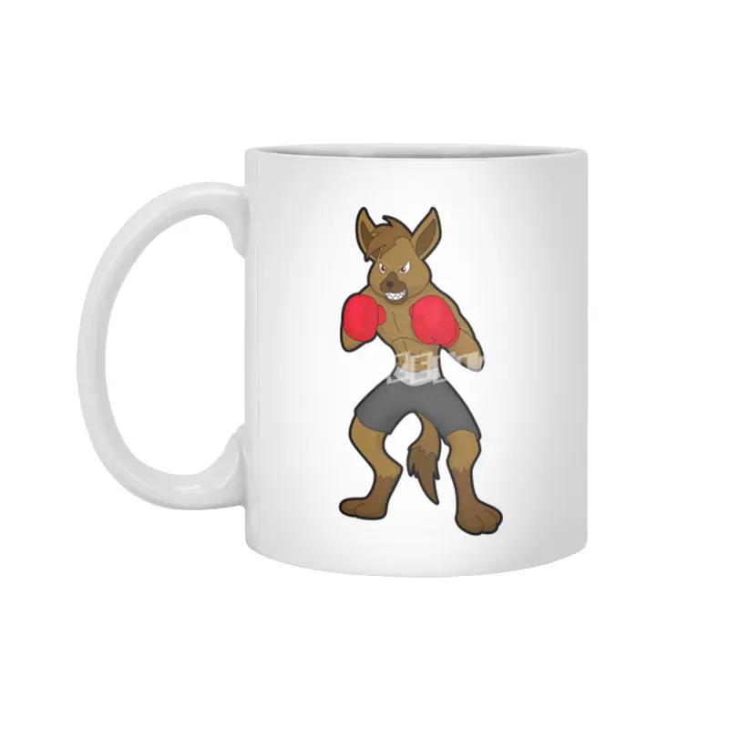 Hyena at Boxing with Boxing gloves Beyaz Kupa