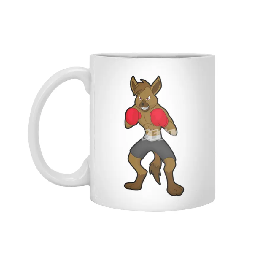 Hyena at Boxing with Boxing gloves Beyaz Kupa