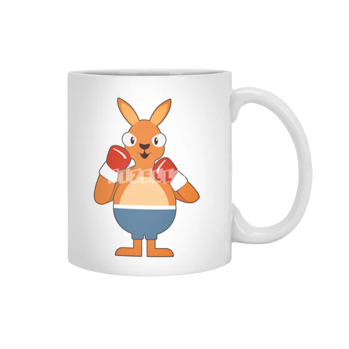 Kangaroo as Boxer with Boxing gloves Beyaz Kupa