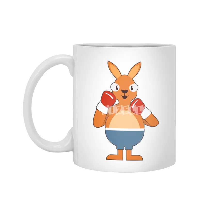 Kangaroo as Boxer with Boxing gloves Beyaz Kupa