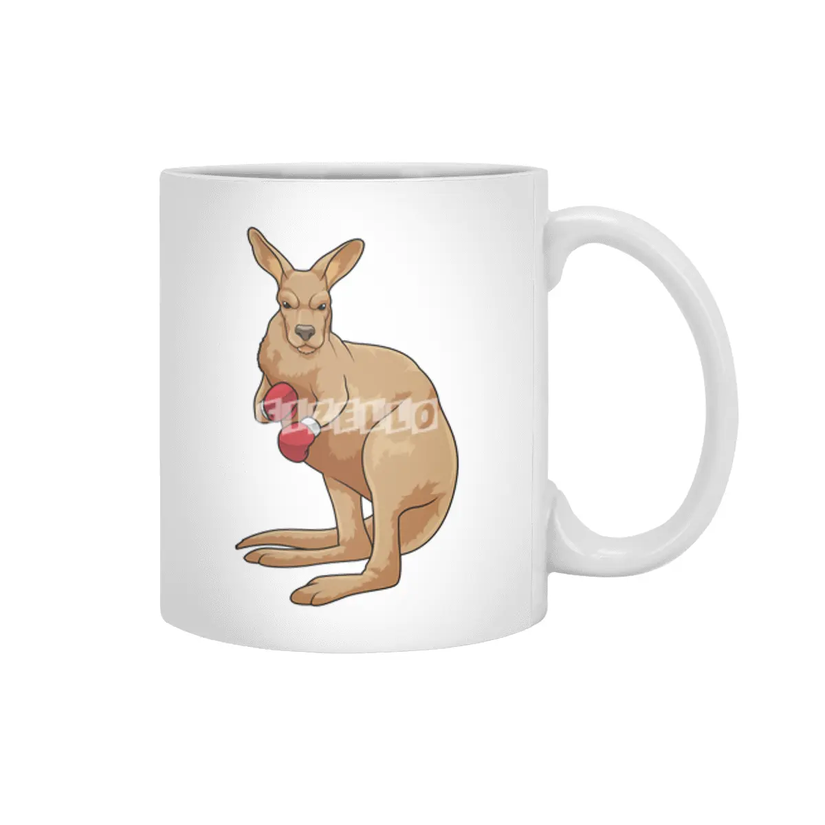 Kangaroo as Boxer with Boxing gloves Beyaz Kupa