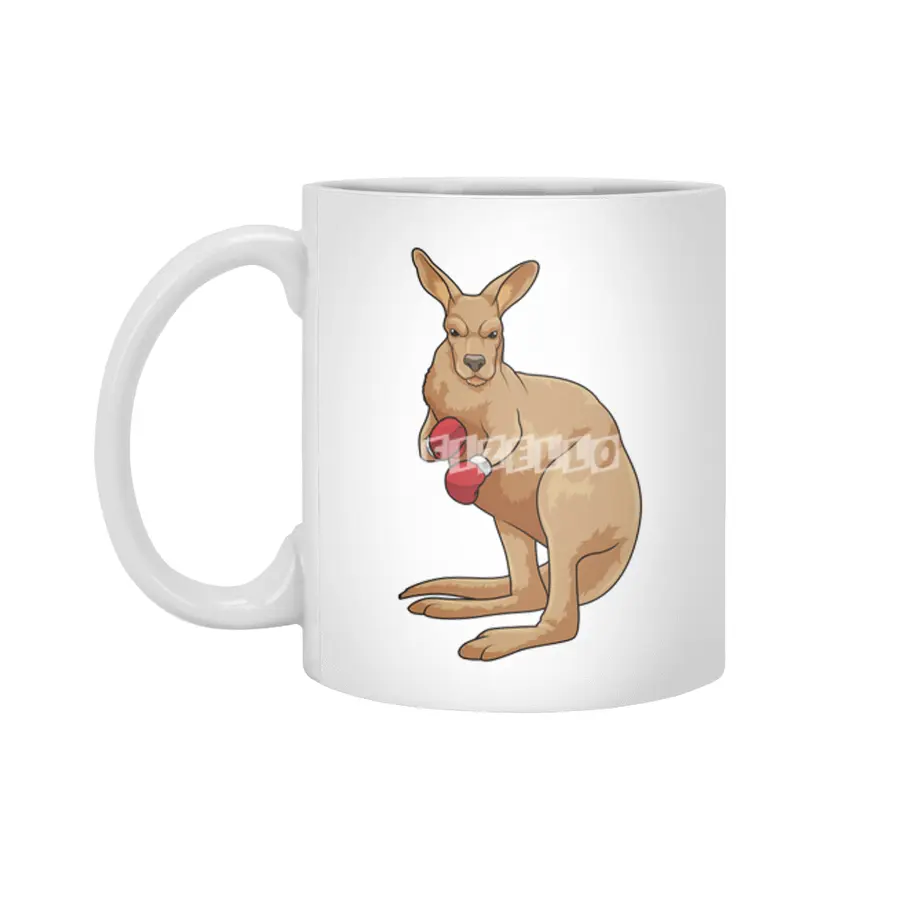 Kangaroo as Boxer with Boxing gloves Beyaz Kupa