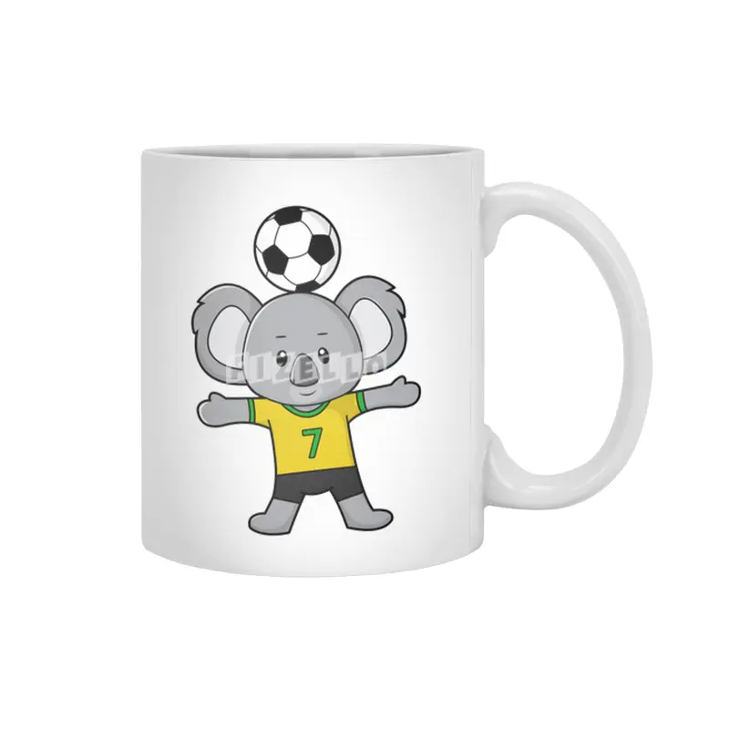 Koala as Soccer player with Soccer ball Beyaz Kupa