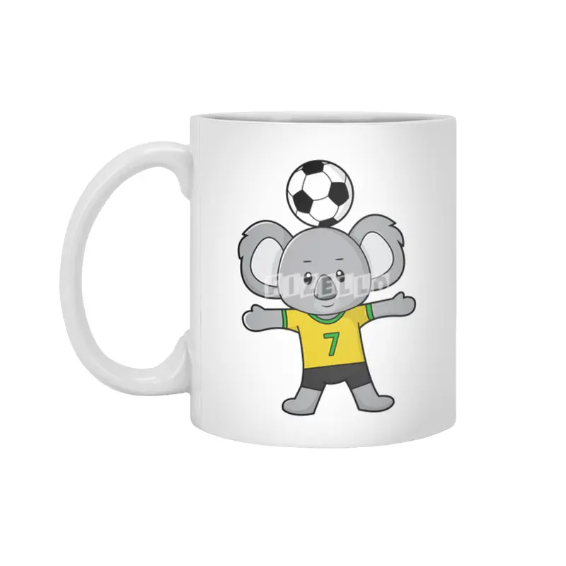 Koala as Soccer player with Soccer ball Beyaz Kupa