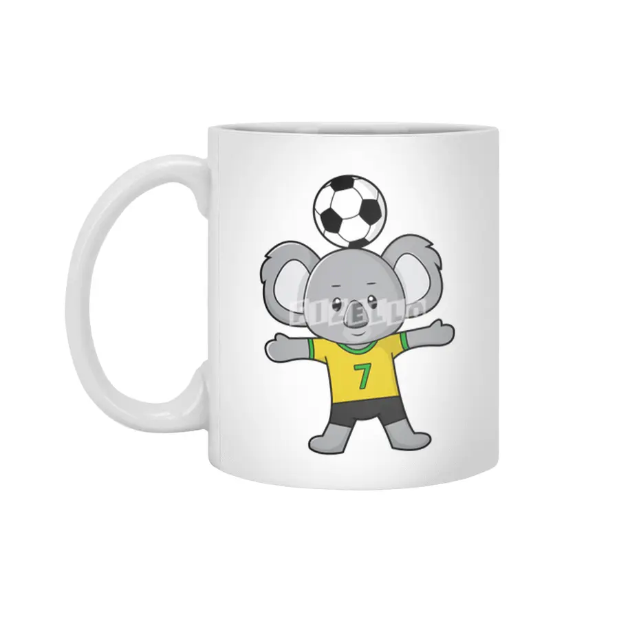 Koala as Soccer player with Soccer ball Beyaz Kupa