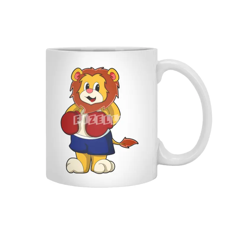 Lion as Boxer with Boxing gloves Beyaz Kupa