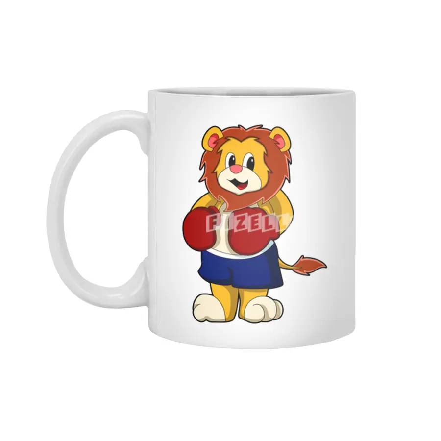 Lion as Boxer with Boxing gloves Beyaz Kupa