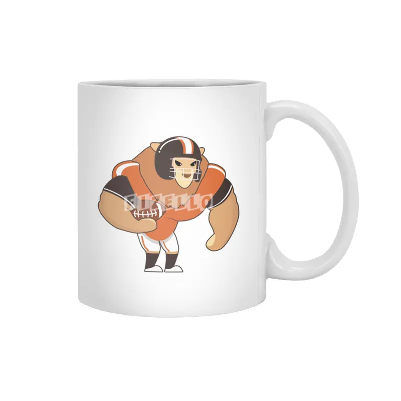 Lion as Football player with Football Beyaz Kupa