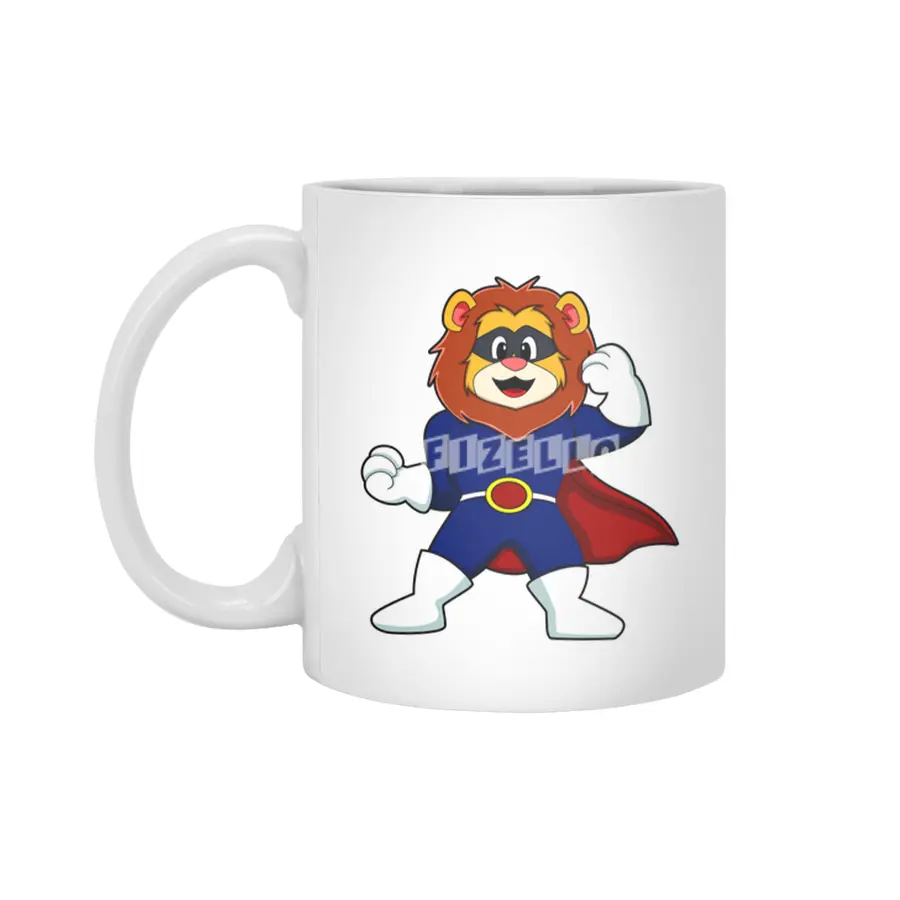 Lion as Hero with Mask Beyaz Kupa