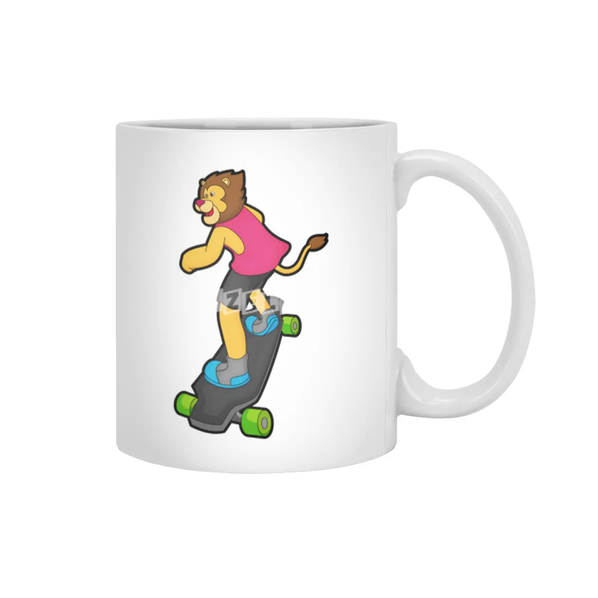 Lion as Skateboarder with Skateboard Beyaz Kupa