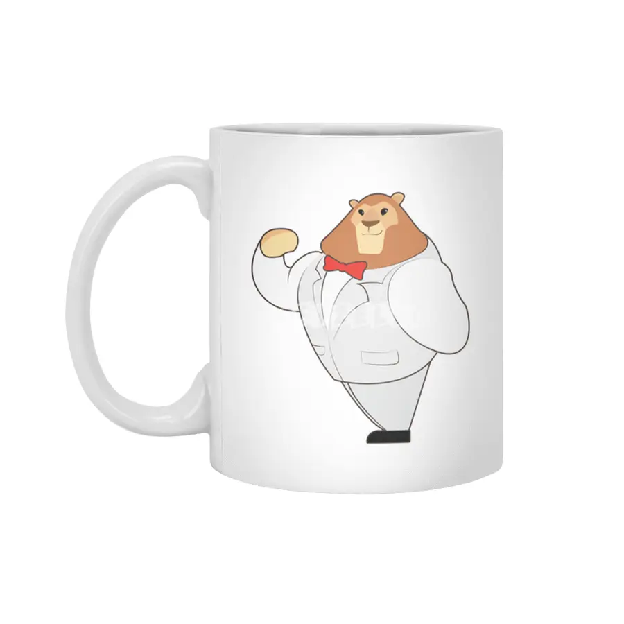 Lion in Suit with Bow tie Beyaz Kupa