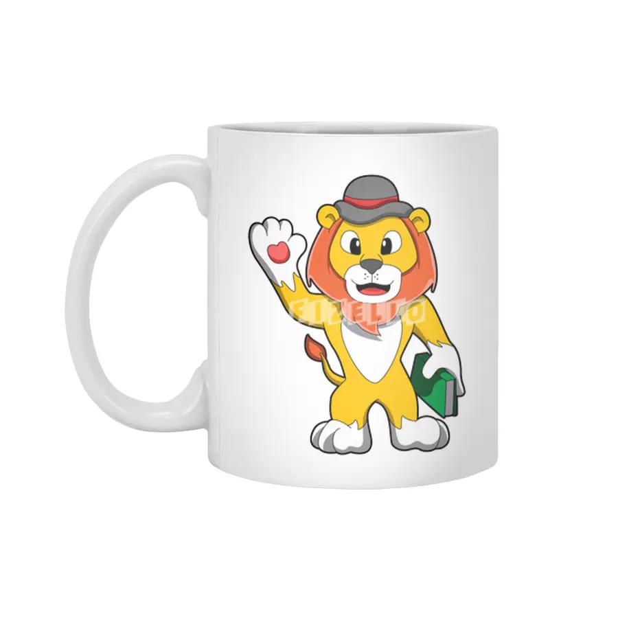 Lion with Book & Hat Beyaz Kupa