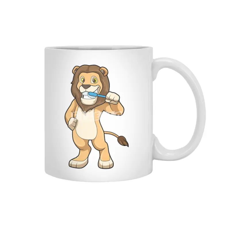 Lion with Toothbrush Beyaz Kupa