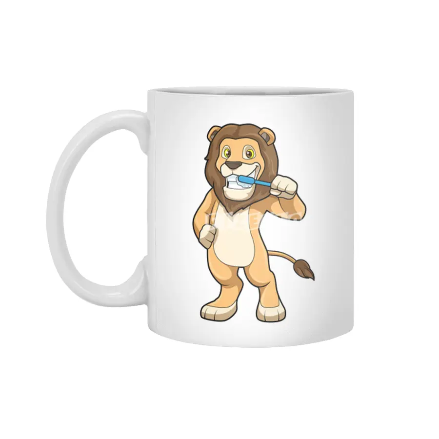 Lion with Toothbrush Beyaz Kupa