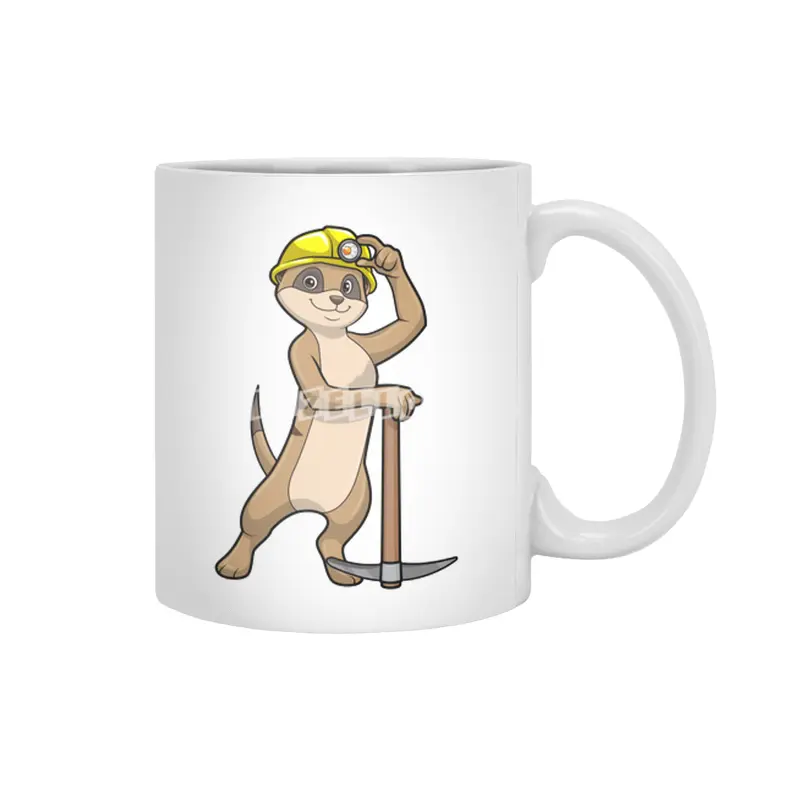 Meerkat as Miner with Pickaxe Beyaz Kupa