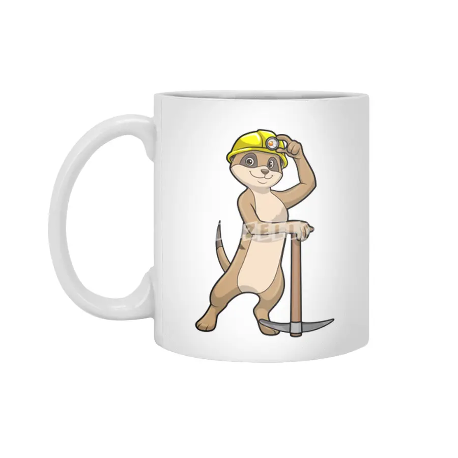 Meerkat as Miner with Pickaxe Beyaz Kupa