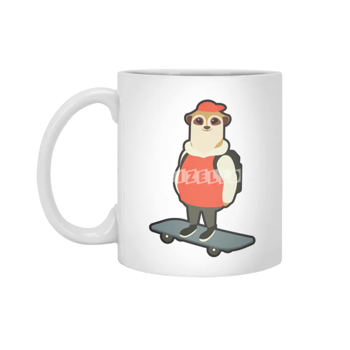 Meerkat as Skater with Skateboard Beyaz Kupa