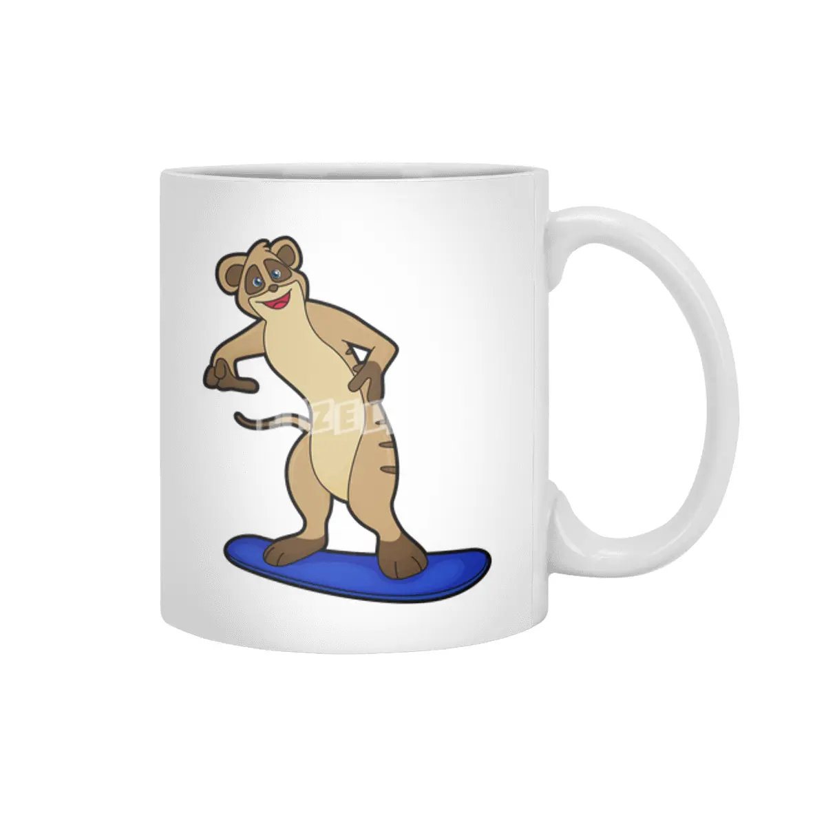 Meerkat as Snowboarder with Snowboard Beyaz Kupa