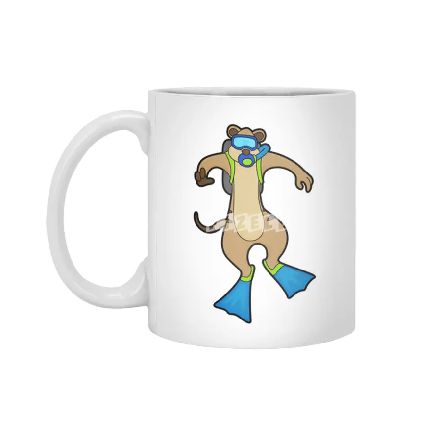 Meerkat at Diving with Swimming goggles Beyaz Kupa