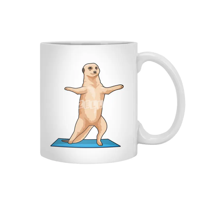 Meerkat at Fitness Stretching exercise Beyaz Kupa