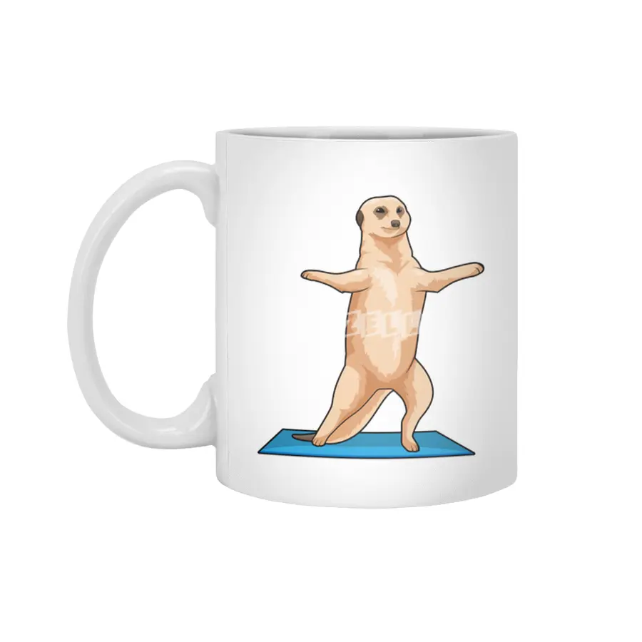 Meerkat at Fitness Stretching exercise Beyaz Kupa