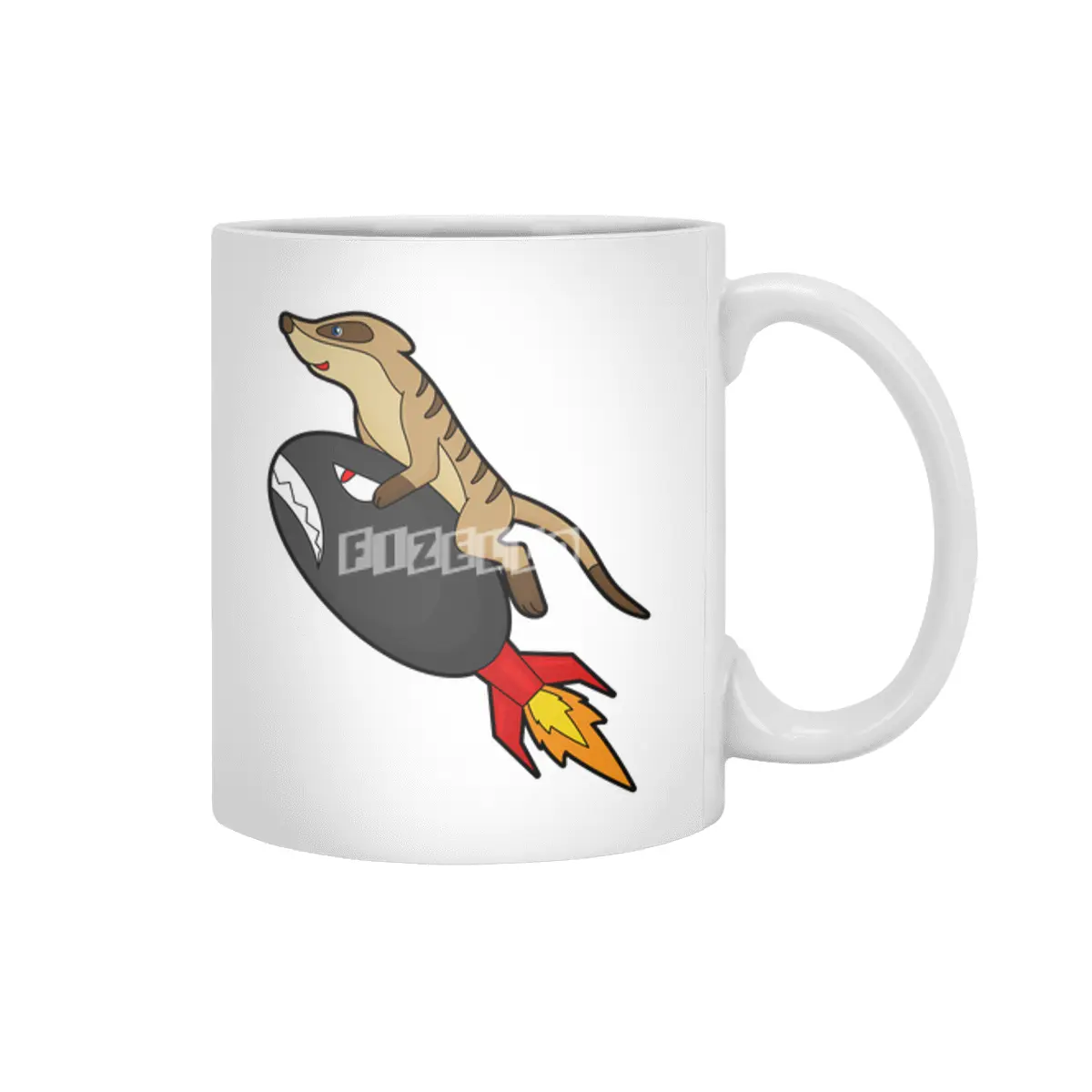 Meerkat at Flying with Rocket Beyaz Kupa