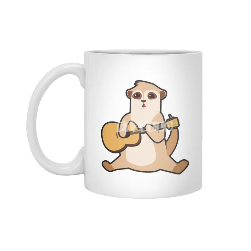Meerkat at Music with Guitar Beyaz Kupa