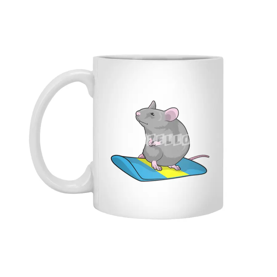 Mouse as Snowboarder with Snowboard Beyaz Kupa