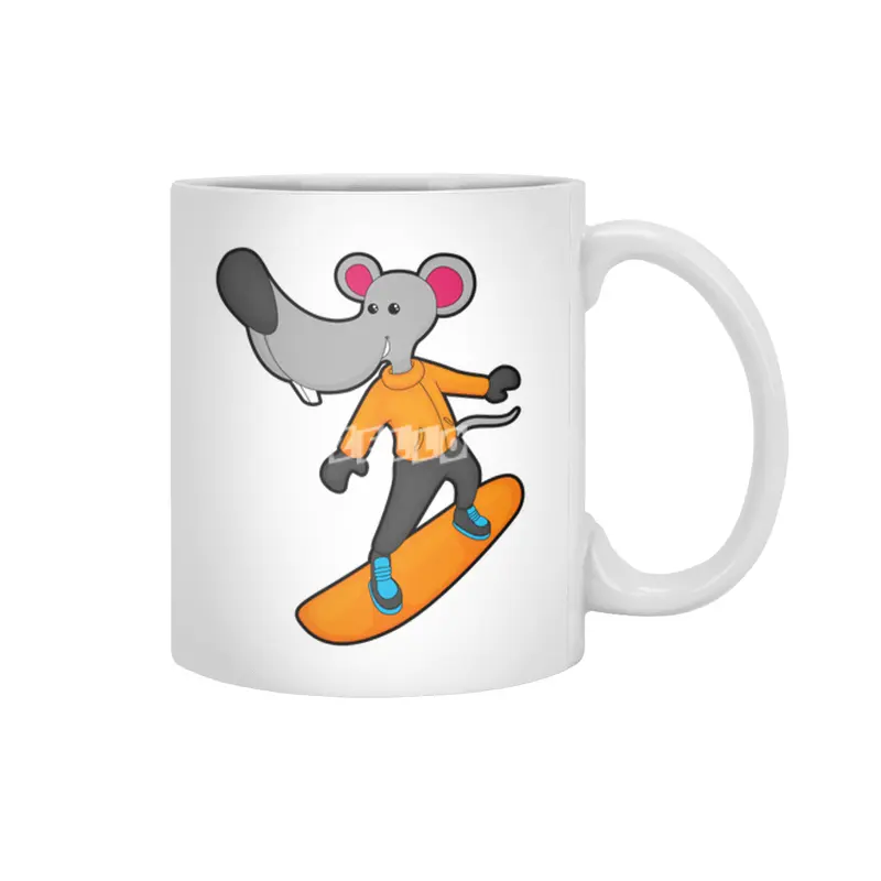Mouse as Snowboarder with Snowboard Beyaz Kupa