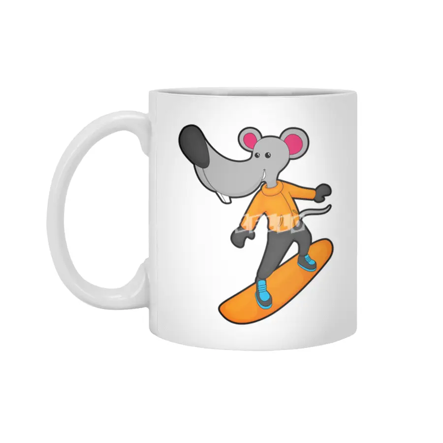 Mouse as Snowboarder with Snowboard Beyaz Kupa