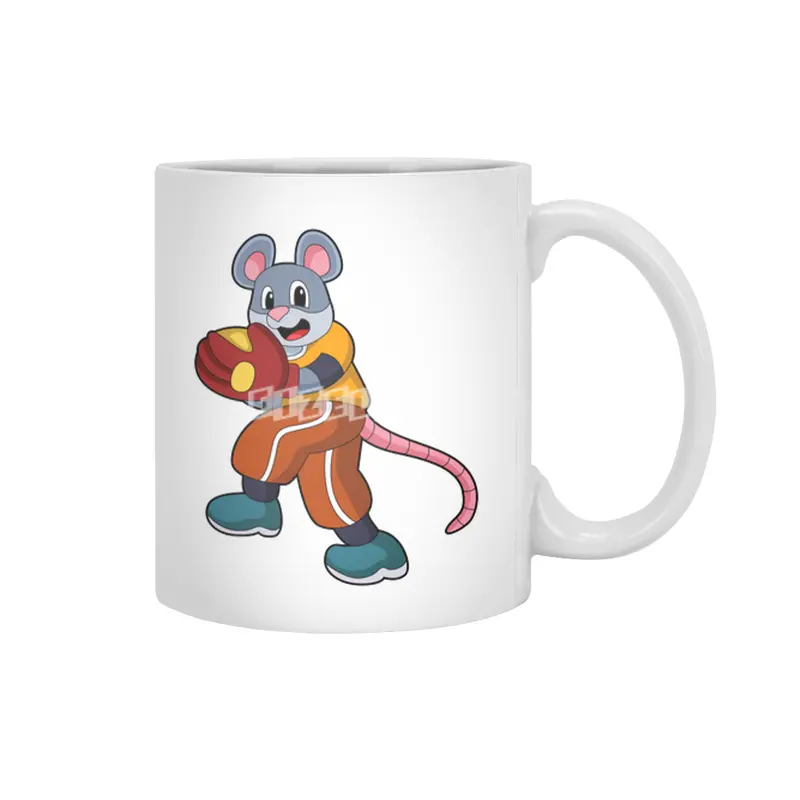 Mouse at Baseball with Baseball glove Beyaz Kupa