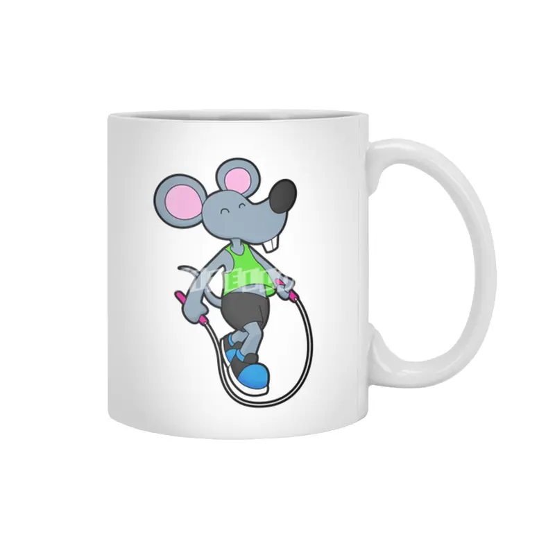 Mouse at Fitness with Rope Beyaz Kupa