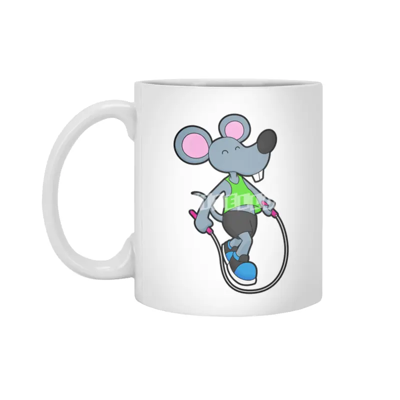 Mouse at Fitness with Rope Beyaz Kupa