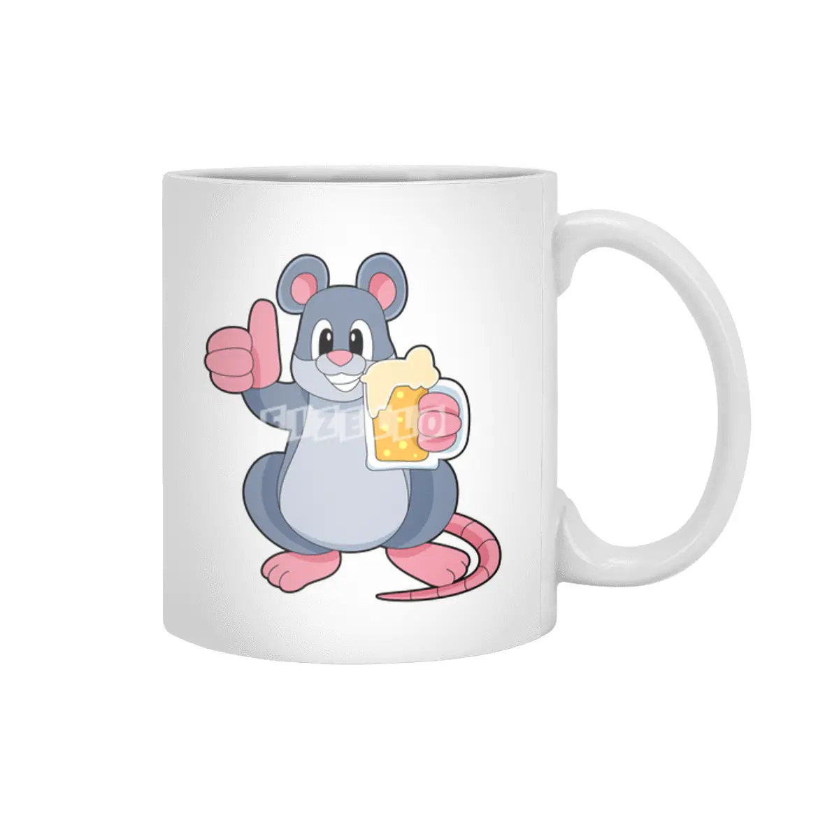 Mouse with Glass of Beer Beyaz Kupa