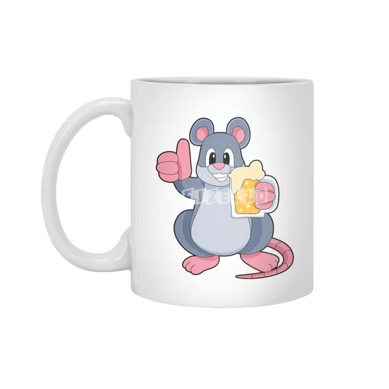 Mouse with Glass of Beer Beyaz Kupa