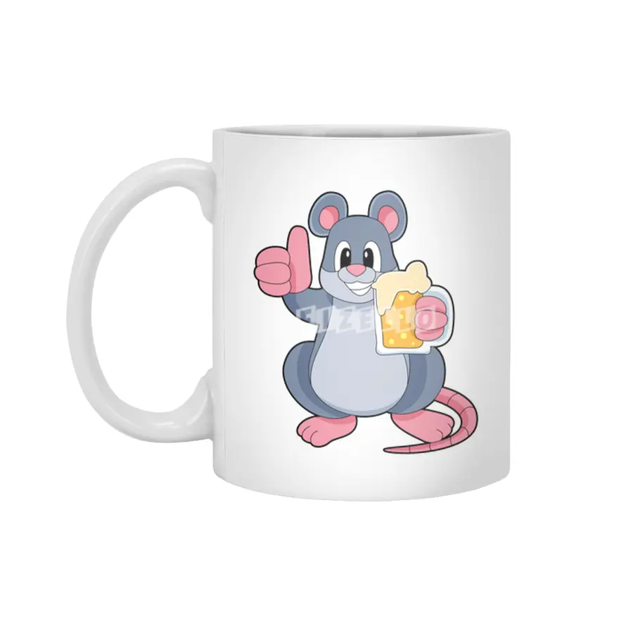 Mouse with Glass of Beer Beyaz Kupa