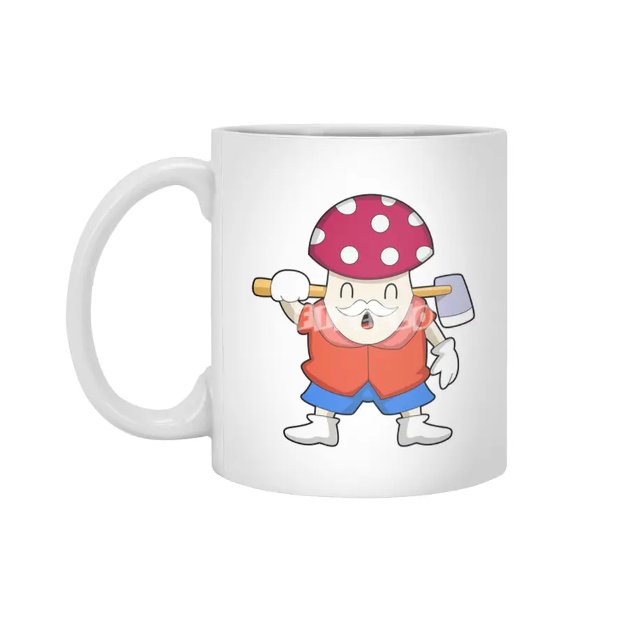 Mushroom as Farmer with Axe Beyaz Kupa