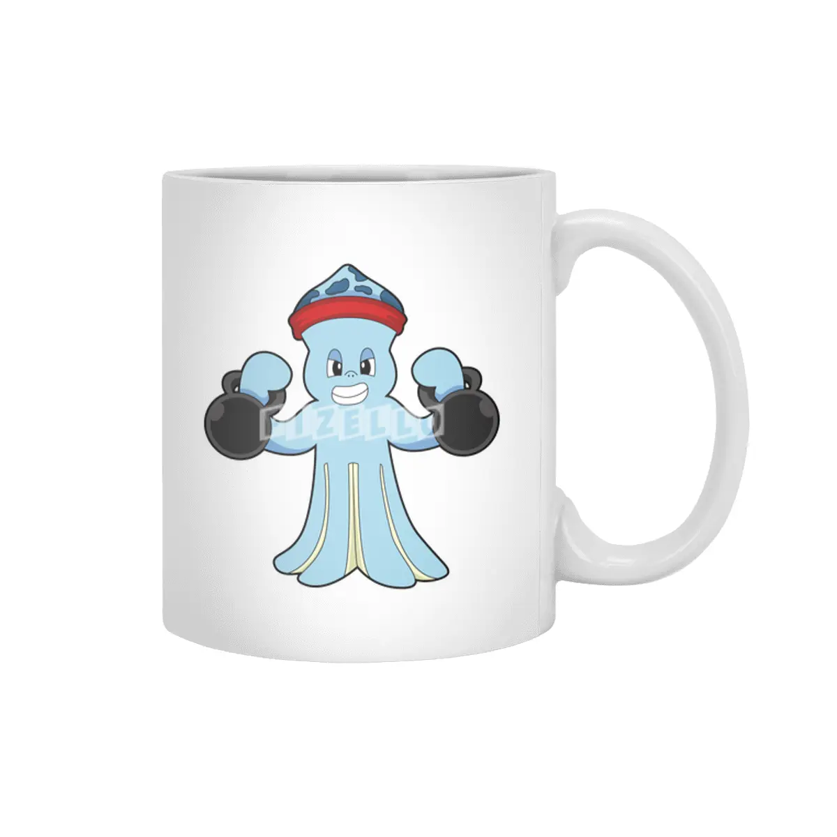 Octopus as Bodybuilder with Dumbbells Beyaz Kupa