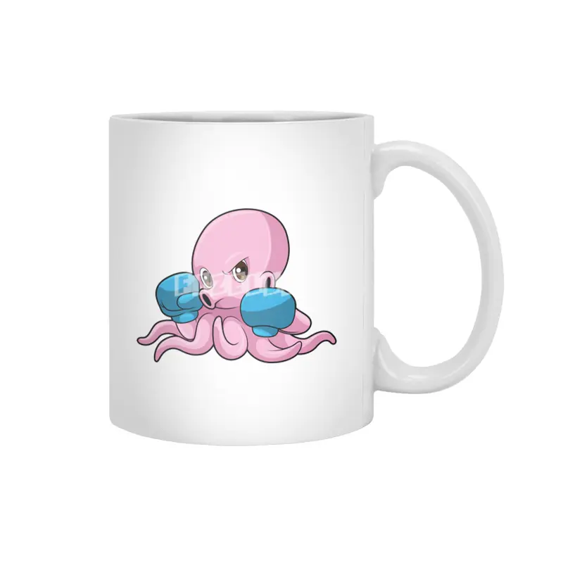 Octopus as Boxer with Boxing gloves Beyaz Kupa