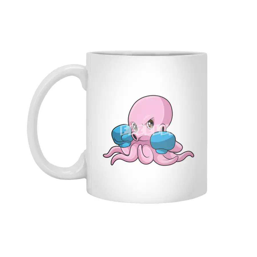 Octopus as Boxer with Boxing gloves Beyaz Kupa